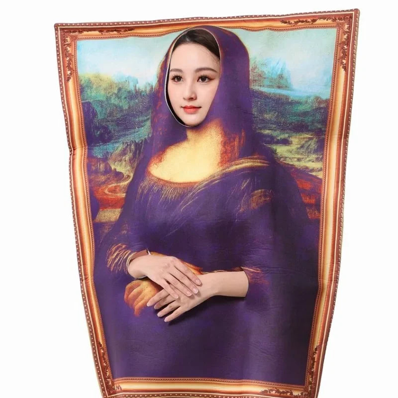 Hot Sale Halloween Mona Lisa COS Party Costume Funny And Funny Cartoon Mural Painting Costume Activity Performance Clothing