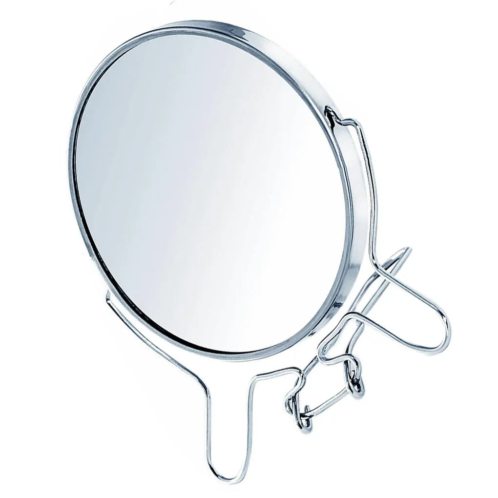 Makeup Cosmetic Mirror 4" Round 360 Degree Rotation 2 Face Tabletop Mirror Magnifier Stainless Steel Makeup Mirror Standing