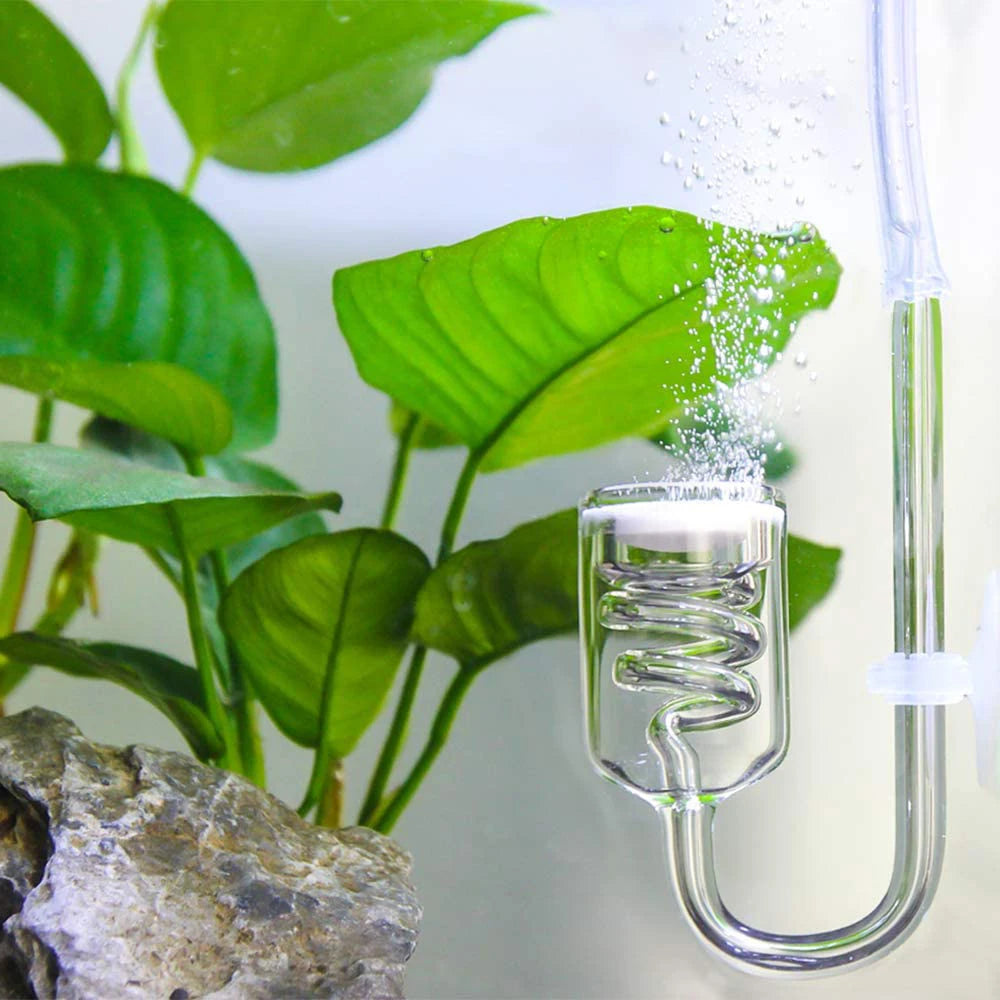 CO2 Diffuser Aquarium Glass Spiral Carbon Dioxide Atomizer Diffuser With Suction Cup For Aquarium Planted Fish Tank Accessories