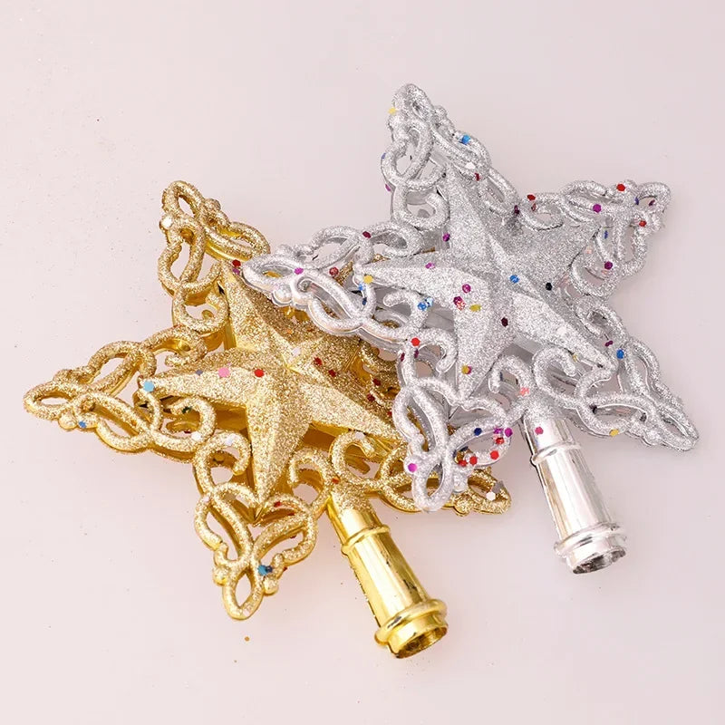 Christmas Tree Toppers Star Xmas Tree Decor Ornaments Gold Silver Star Christmas Decorations For Home Xmas 2023 Navidad New Year