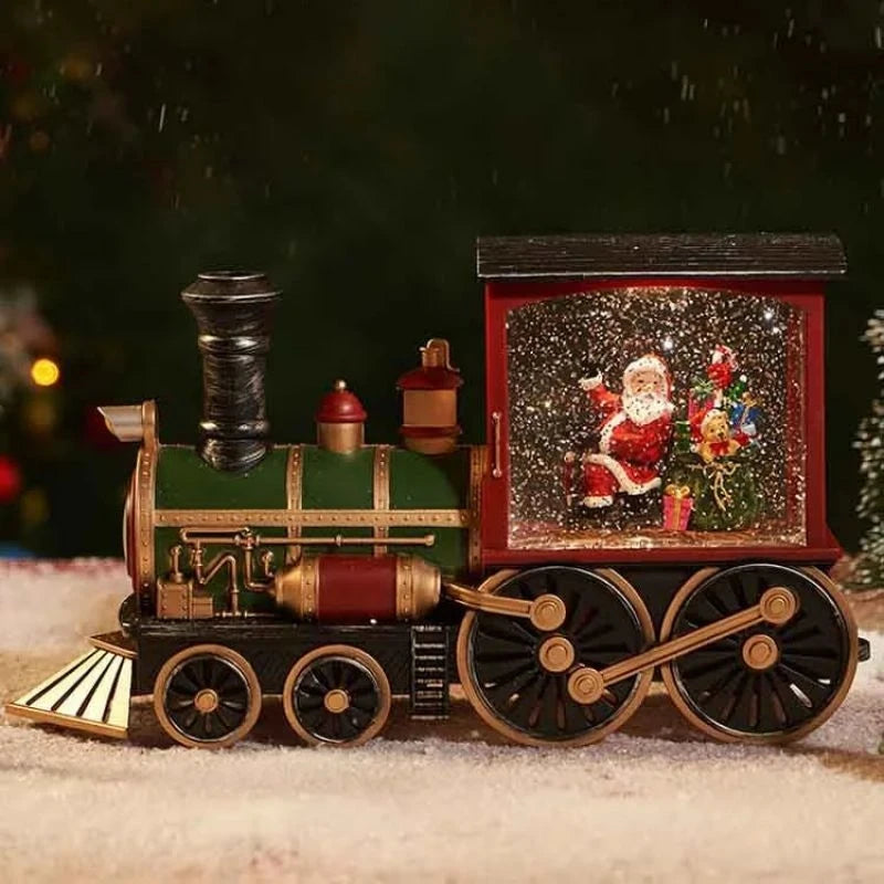 Santa Claus Snowman Christmas Gift Crystal Sequins Christmas Eve Music Box Train Crystal Ball Ornaments Desktop Decoration