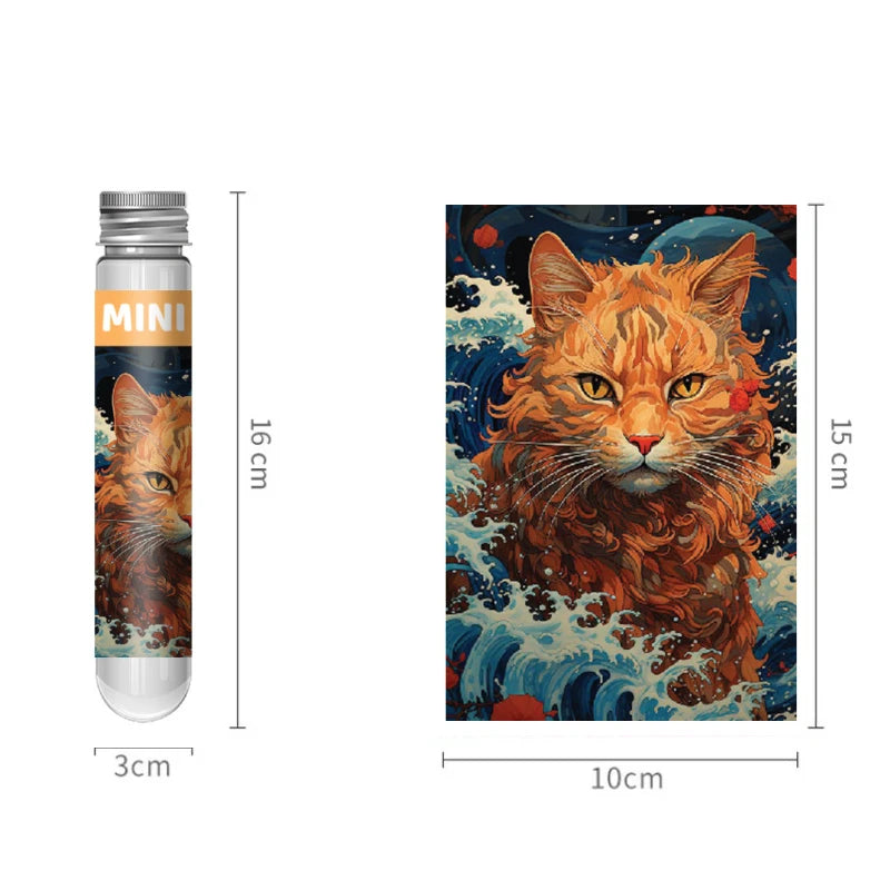 15*10cm 150pcs Mini Test Tube Jigsaw Puzzle Cat in The Wave Animal Series High Difficulty Adults Desktop Decoration Kids Toys