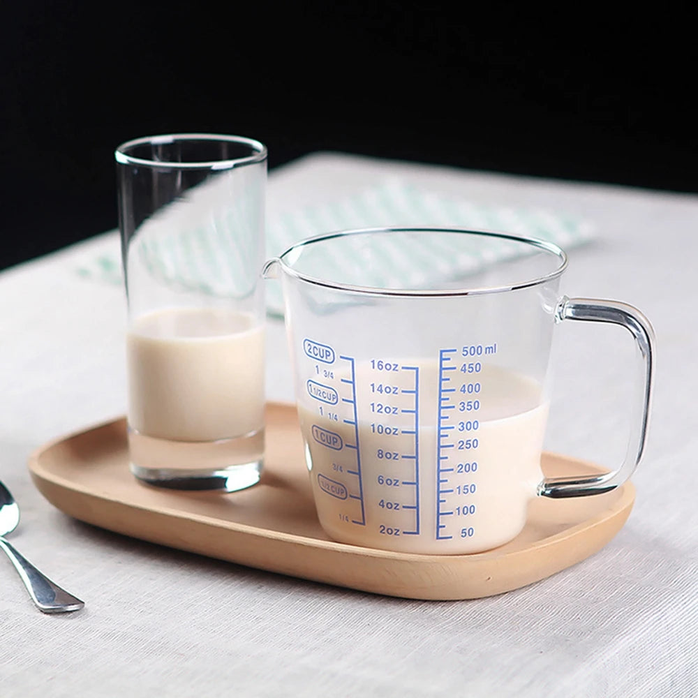 250ml/500ml Measuring Cup Kitchen Transparent Glass With Scale Durable Microwave Tool Accessories For Milk Coffee Flour Sugar