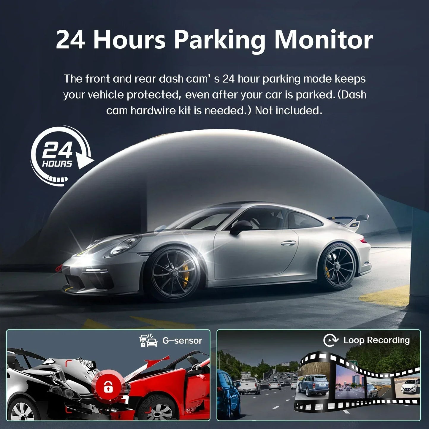 Car DVR 4 Camera Video Recorder Black Box 360 Dash Cam Front left right Rear View camera 24H Hardware Kit Car Assecories