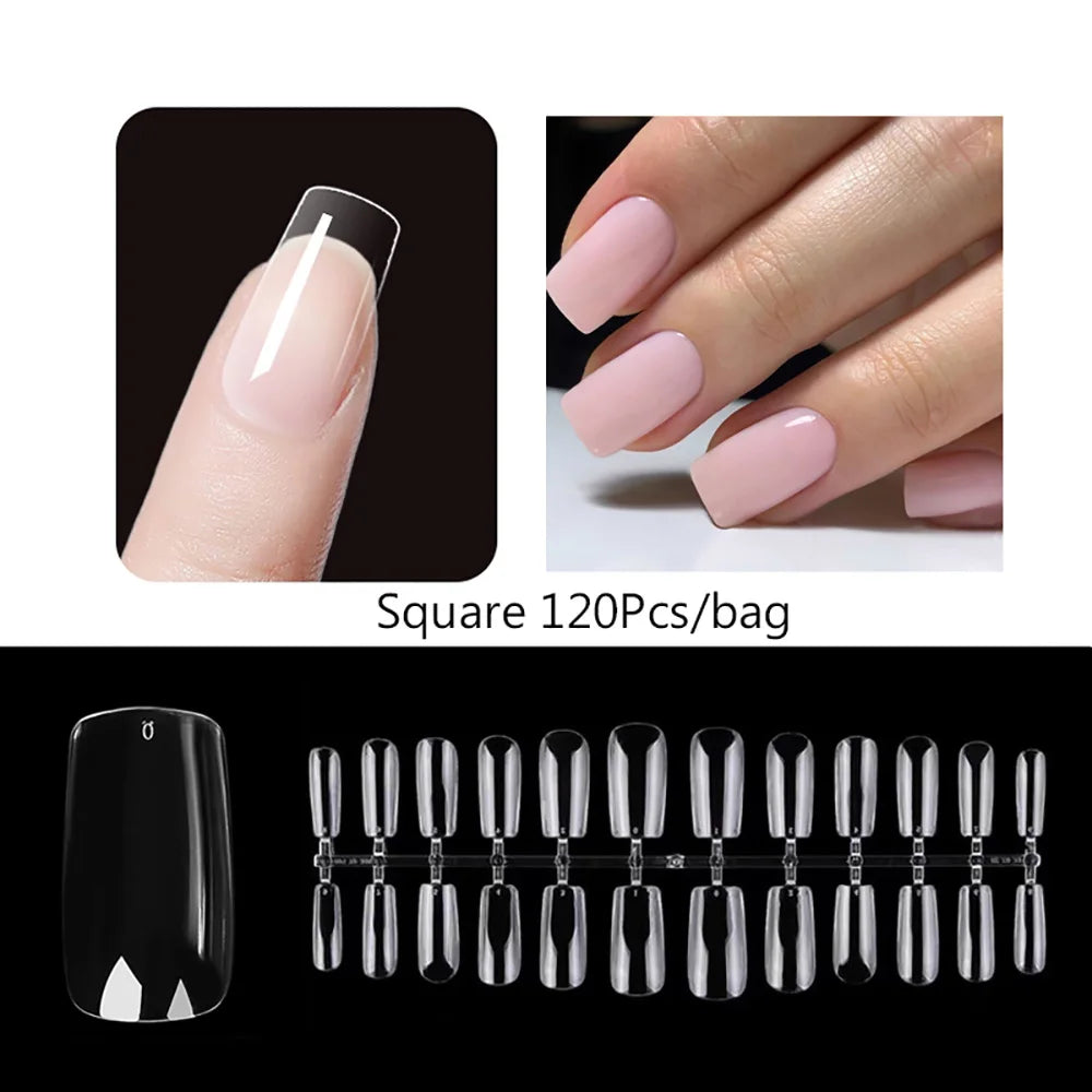 120pcs/bag Matte Press On Nail Tips Soft Full Cover False Nails Oval Almond Sculpted Fake Nail