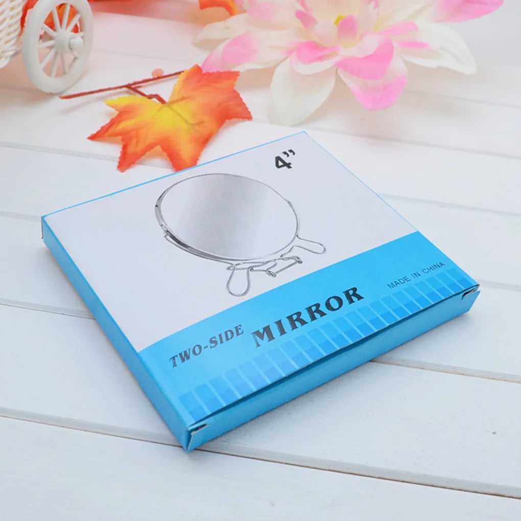 Makeup Cosmetic Mirror 4" Round 360 Degree Rotation 2 Face Tabletop Mirror Magnifier Stainless Steel Makeup Mirror Standing