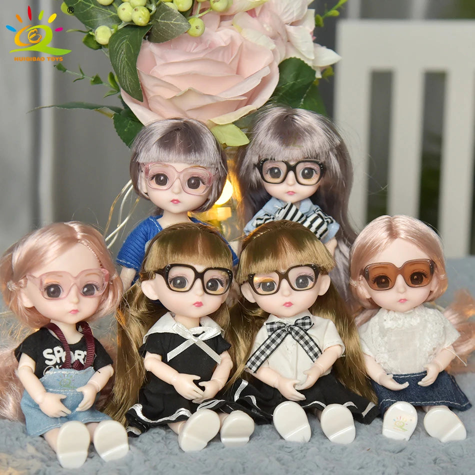 6inch Princess Girl Doll bjd Boneca Dolls normal/joint body Ball Jointed Reborn Glasses Dolls Toys Clothes Shoes Gift For Girls