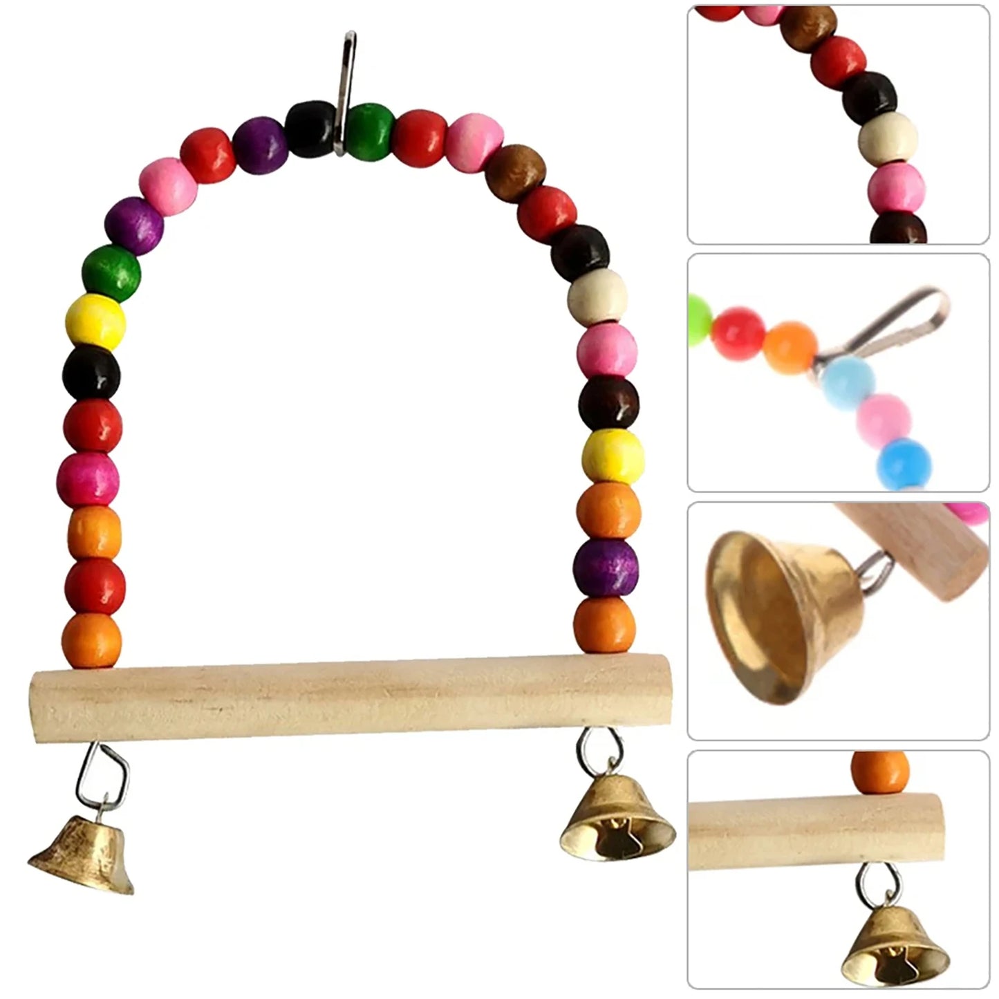 1Pcs Bird Cage Toys for Parrots Wood Birds Swing Reliable Chewable Bite Bridge Wooden Beads Shape Parrot Toy Bird Toys