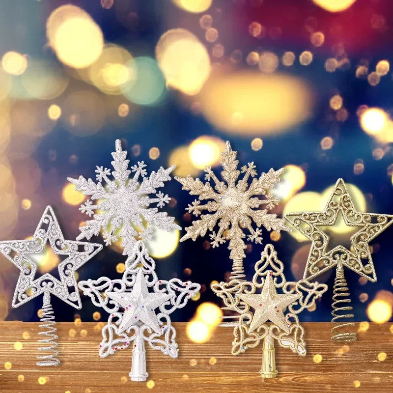 Christmas Tree Toppers Star Xmas Tree Decor Ornaments Gold Silver Star Christmas Decorations For Home Xmas 2023 Navidad New Year