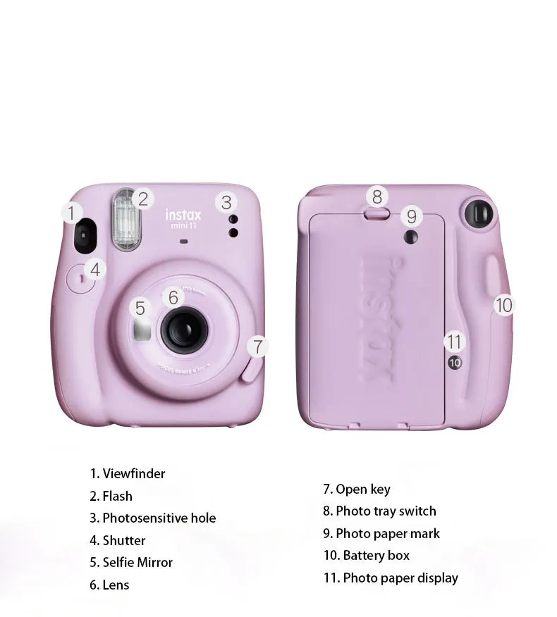 Fuji Fujifilm Instax Mini 11 Instant Camera Film Photo Snapshot Printing CameraShooting Insta Mini12 Camara Fotografica Upgraded