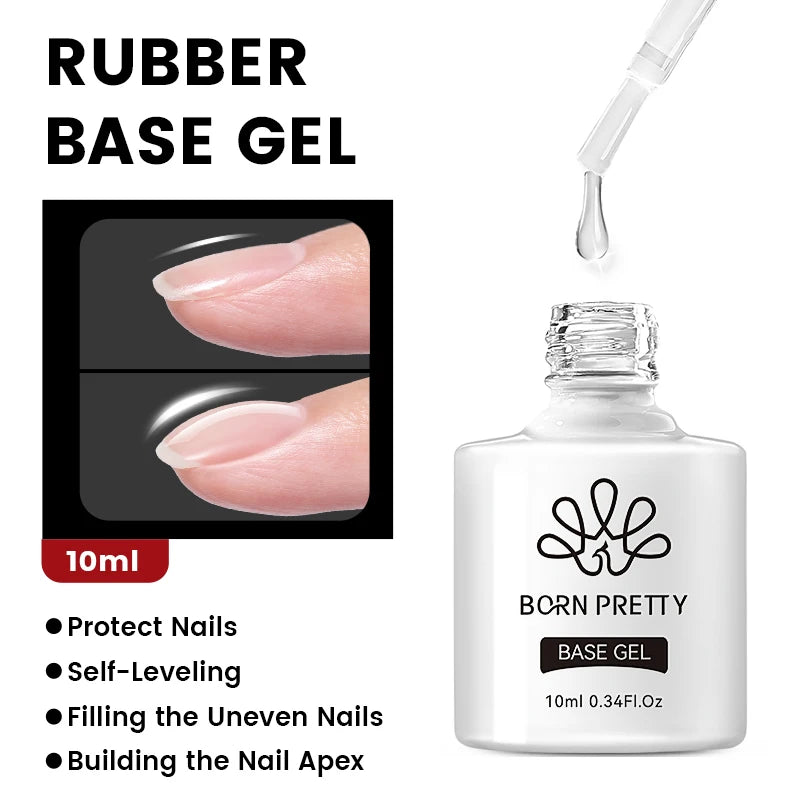 BORN PRETTY 10ML 8-in-1 Strong Nail Glue Gel Nail Polish Transparent Clear Function Gel Thickness Rubber Base Rhinestone Glue