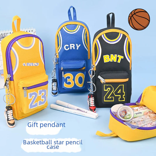 High Capacity Ball Star Pencil Case Unique Canva Double Layer Organizer For Men Students Medium Small Size School Supplies