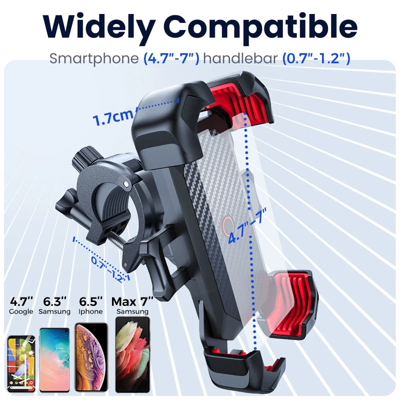 Joyroom 360° View Universal Bike Phone Holder Bicycle Phone Holder for 4.7-7 inch Mobile Phone Stand Shockproof Bracket GPS Clip