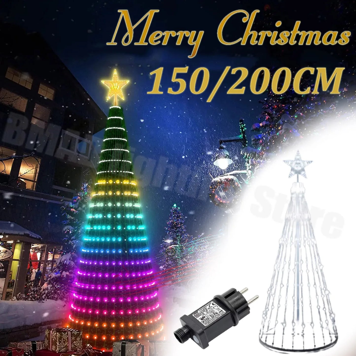 Animated Lightshow Cone Christmas Tree Led Yard Light Led String Lights Waterproof IP44 Home Xmas Outdoor Decoration EU Plug