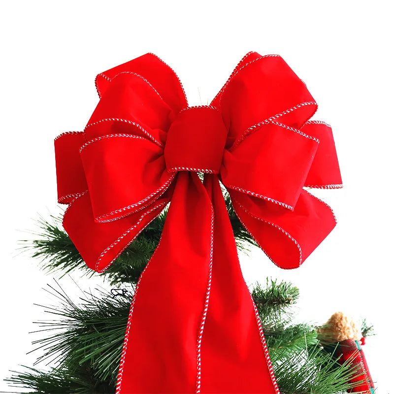 Red Christmas Bows Outdoor Decorations,Large Christmas Tree Topper Bow with Glitter Gold Edge for Xmas Home Front Door Decor