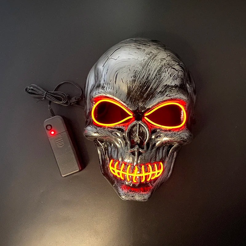 Halloween Horror Skull Head Mask Cosplay Skeleton Disguise Mask 10 Colors Luminous LED Mask  Glowing In The Dark Halloween Night