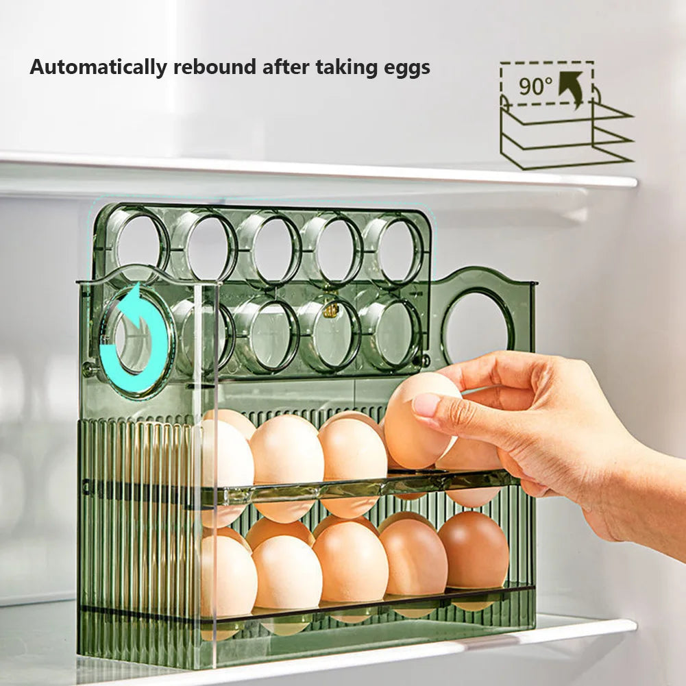 30/12 Grids Egg Storage Box Rotating Egg Refrigerator Organizer Food Containers Egg Case Holder Dispenser Kitchen Storage Boxes