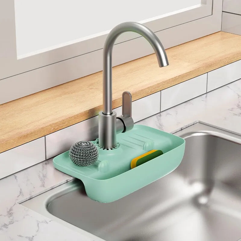 Faucet Drainer Rack Non-slip Countertop Mat Kitchen Wipe Sponge Wipe Drainer Organizer Rack Kitchen Accessories Tools