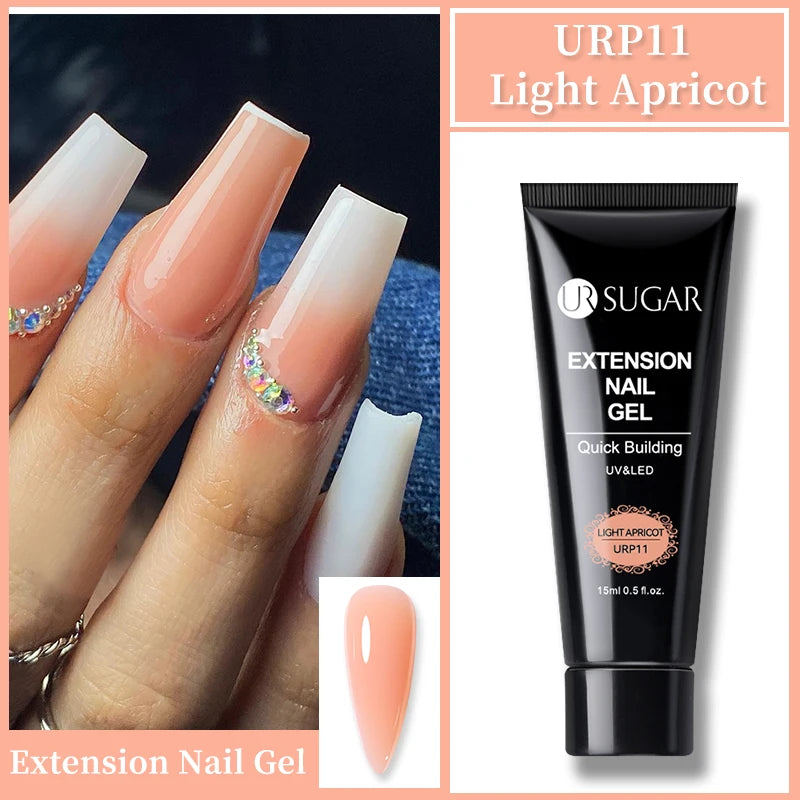 UR SUGAR 15ml Nude Pink Quick Extension Nial Gel Milky Jelly White Nail Gel Polish Semi Permanent Varnish UV LED Extension Gel