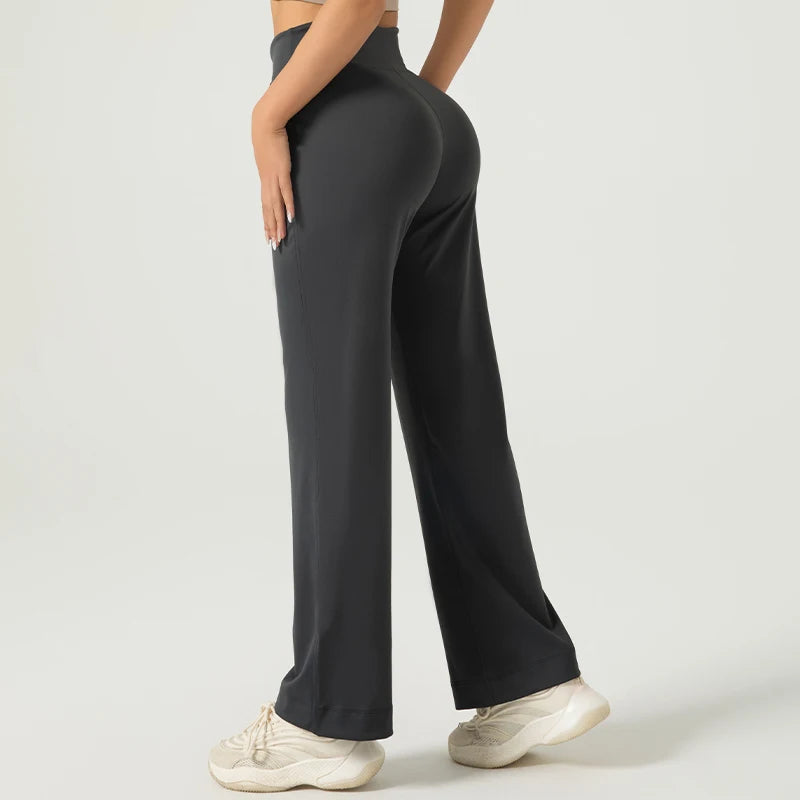 Women's Versatile Sports Pants Drawstring Quick-drying Loose Nude Casual High Elastic Seamless Wide-leg Pants Yoga Trousers