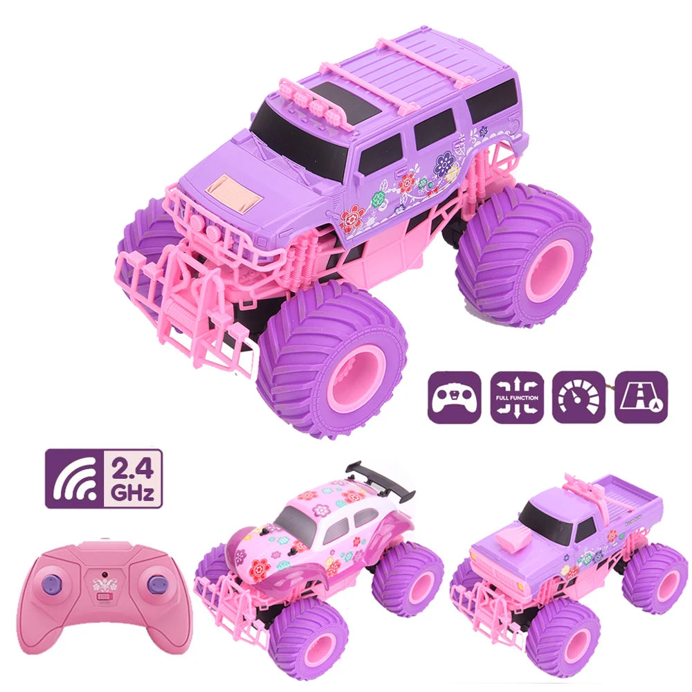 JJRC Pink 2.4G Remote Controlled Electric Car Big Wheel Fast Purple Truck Remote Control Girls Toys For Kids