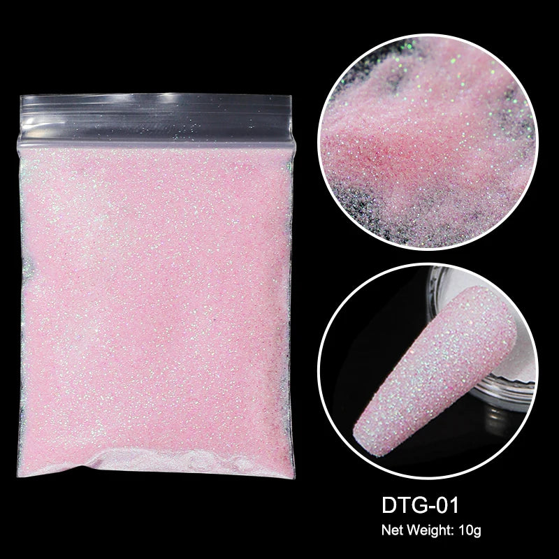 10g/bag Shining Sugar Nail Glitter Colorful Powder Candy Coat Effect White Black Pigment Dust Nails Art Decorations DIY Supplies