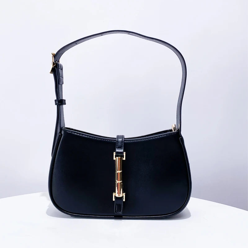 Square Black Underarm Bags For Women Luxury Designer Handbags And Purses 2024 New In Classic Simple Commuting Ladies Shoulder