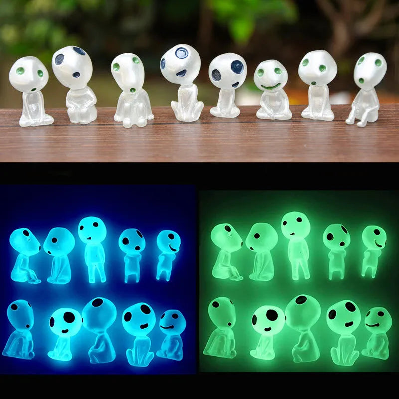 5/10Pcs Luminous Tree Elves Spirits Micro Landscape Figure Ornament Glowing in Dark Miniature Garden Statue Potted Decoration