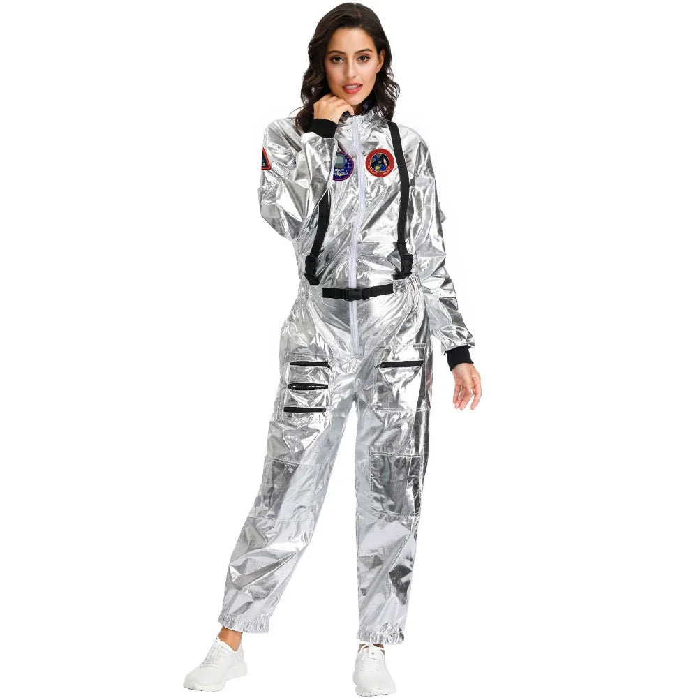 Adult Children Astronaut Costume Couples Spaceman  Cosplay Space Suit  for Halloween Family Party Dress Up Birthday Gift