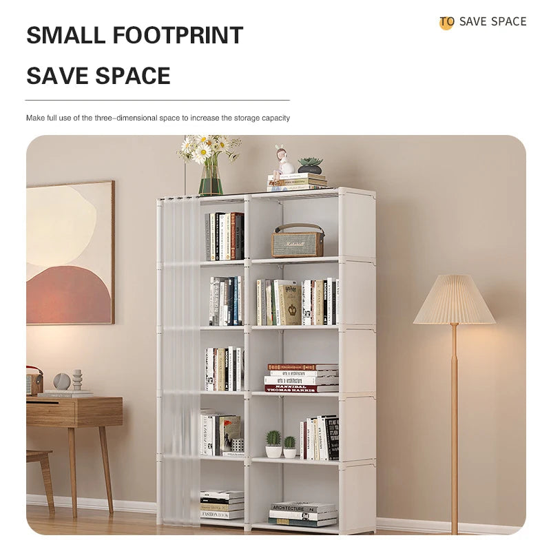 Simple Bookshelf Floor To Floor Storage Rack Living Room Sundries Storage Cabinet Shelf Household Multi-layer Storage Wardrobe