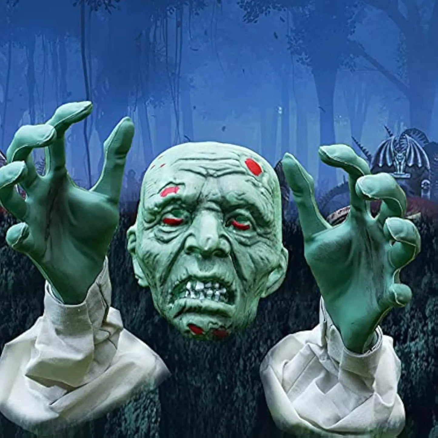 Halloween Realistic Zombie Stakes Outdoor Decor Garden Graveyard Yard Lawn Stakes Scary Zombie Face Arms Ground Breaker Party