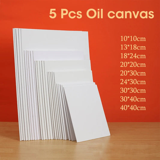 5 Pcs Canvas Board Painting Cotton Blank,Primed White,Suitable For Oil Painting,Watercolor,Gouache,Acrylic,Art Supplies,HB-17