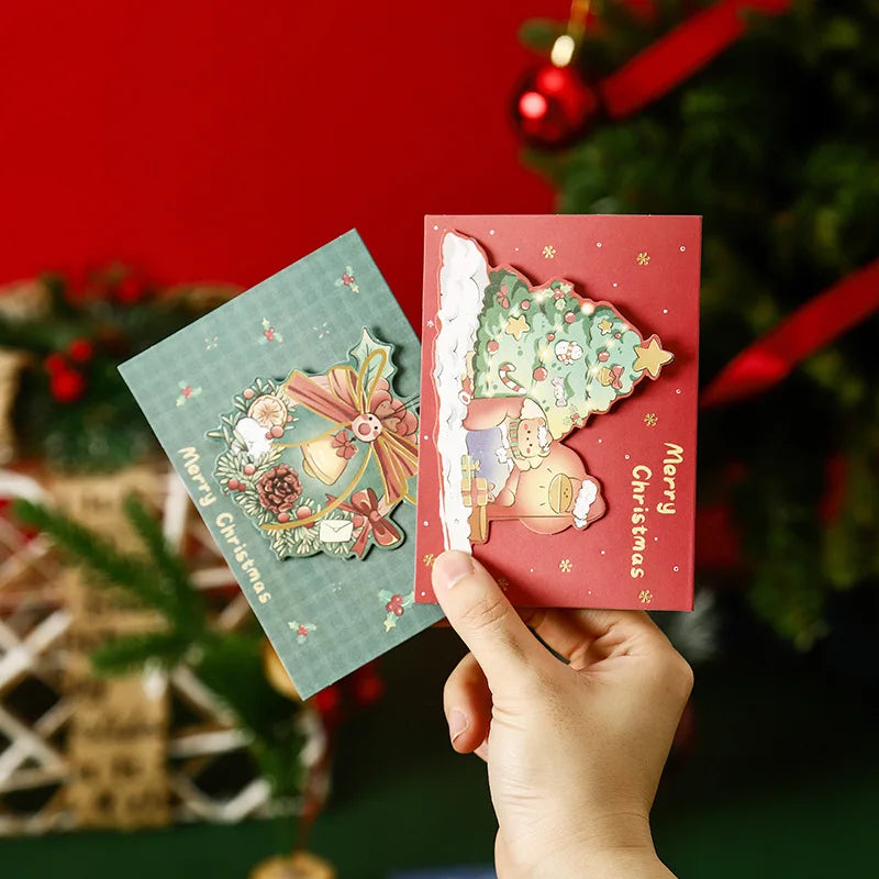 20PCS Christmas Greeting Card Three-Dimensional Creative Small Card Florist Baking To Send Classmates Gift Small Card