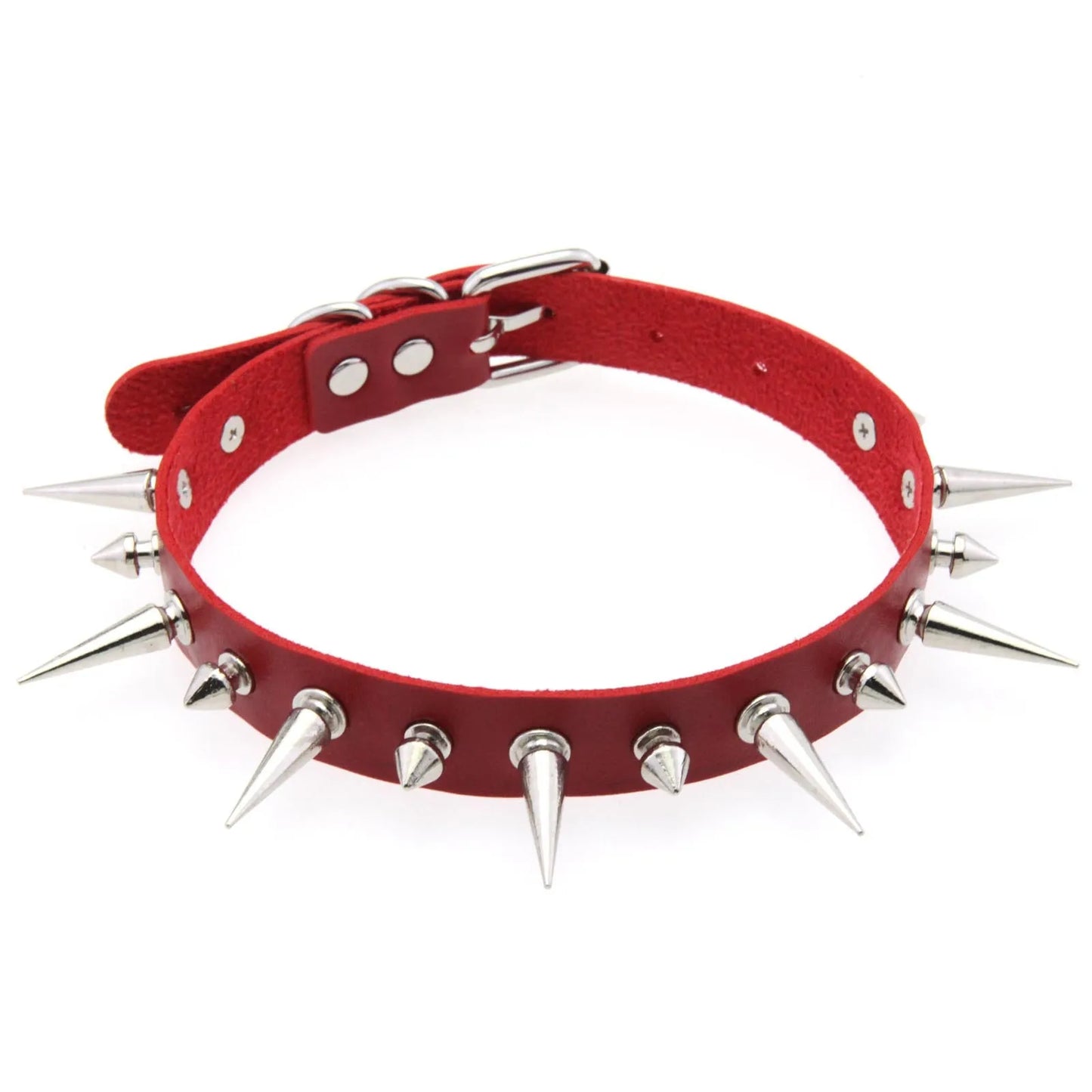 Punk Long Spike Choker PU Leather Collar for Women Men Cool Big Rivets Studded Chocker Goth Style Necklace Emo Accessories 2024