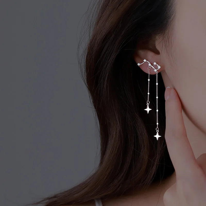 Asymmetry Shiny Zircon Big Dipper Earring Exquisite Personality Constellation Star Earring For Girl Fashion Jewelry Accessories