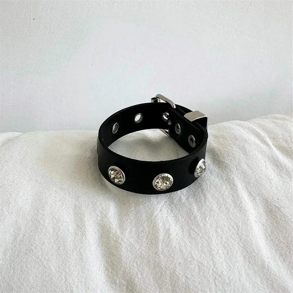 2023 Punk Cool Bracelet For Women Men Vintage Gothic Adjustable PU Bracelet Jewelry Trend Hip Hop Rock Kpop Dancer Accessories