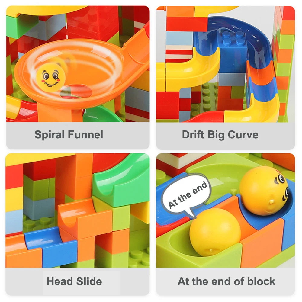 Marble Race Run Block Small Size Building Blocks Maze Ball Funnel Slide Blocks DIY Creative Bricks Assemble Toys Bulk Model Toys