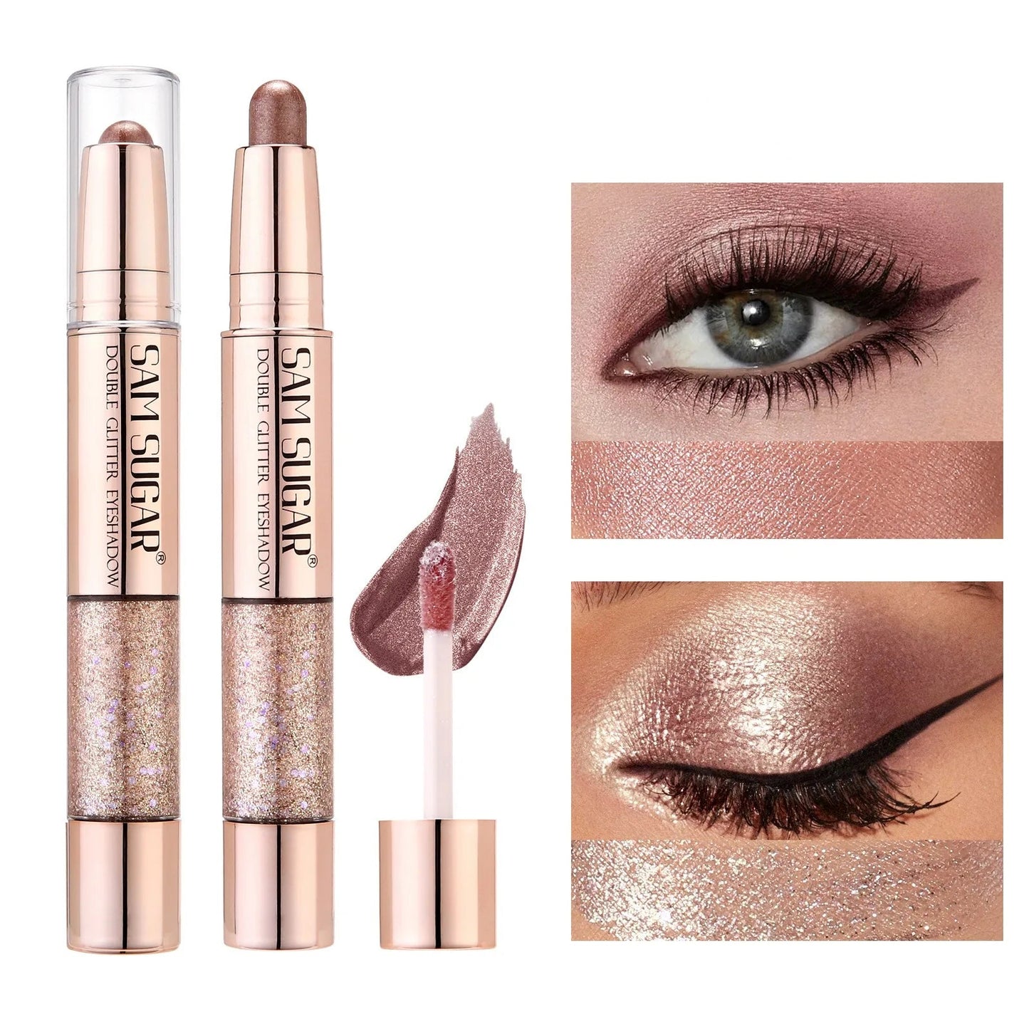 Double Head Liquid Eyeshadow Pearl Eye Shadow Contour Lying Silkworm Pen Sparking Waterproof Long Lasting Party Eye Makeup Tools