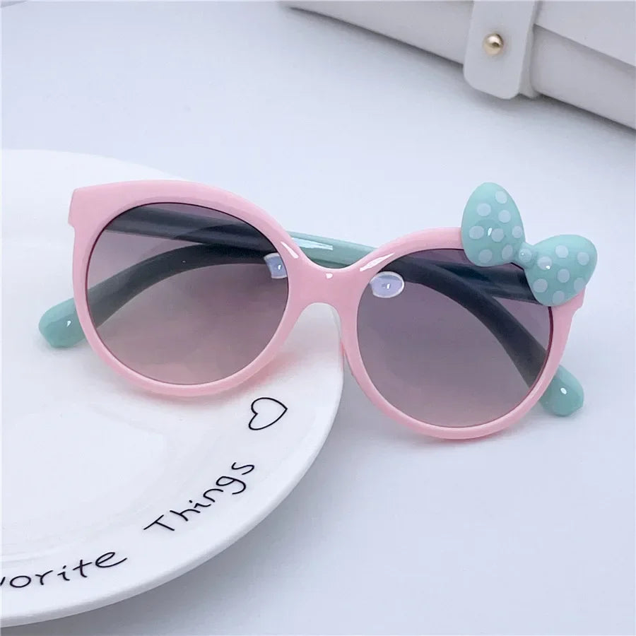 Kids Sunglasses Girls Boys Shiny Bowknot Sun Glasses Lovely Cat Children Eyewear Fashion Gradient Eyeglasses UV400