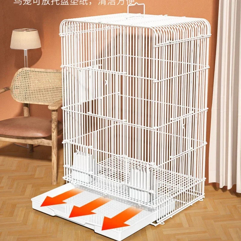 Parrot Bird Cage Tiger Skin Luxury Home Heightening Large Villa Full Set Home Large Space Ornamental Cage Birds Cage Accessories