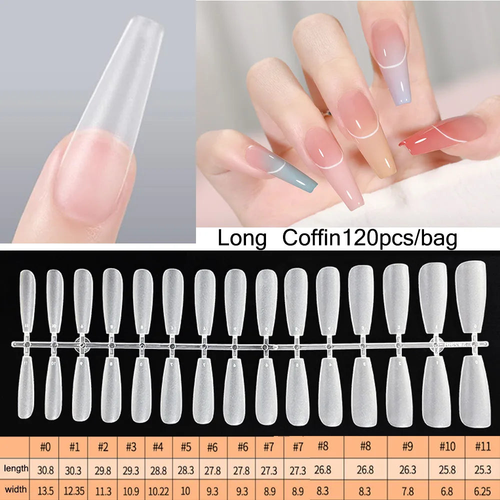 120pcs False Nails Transparent Press on Nails Coverage False Nails Tips Short T-shaped Water Drop Full Sticker For Nails