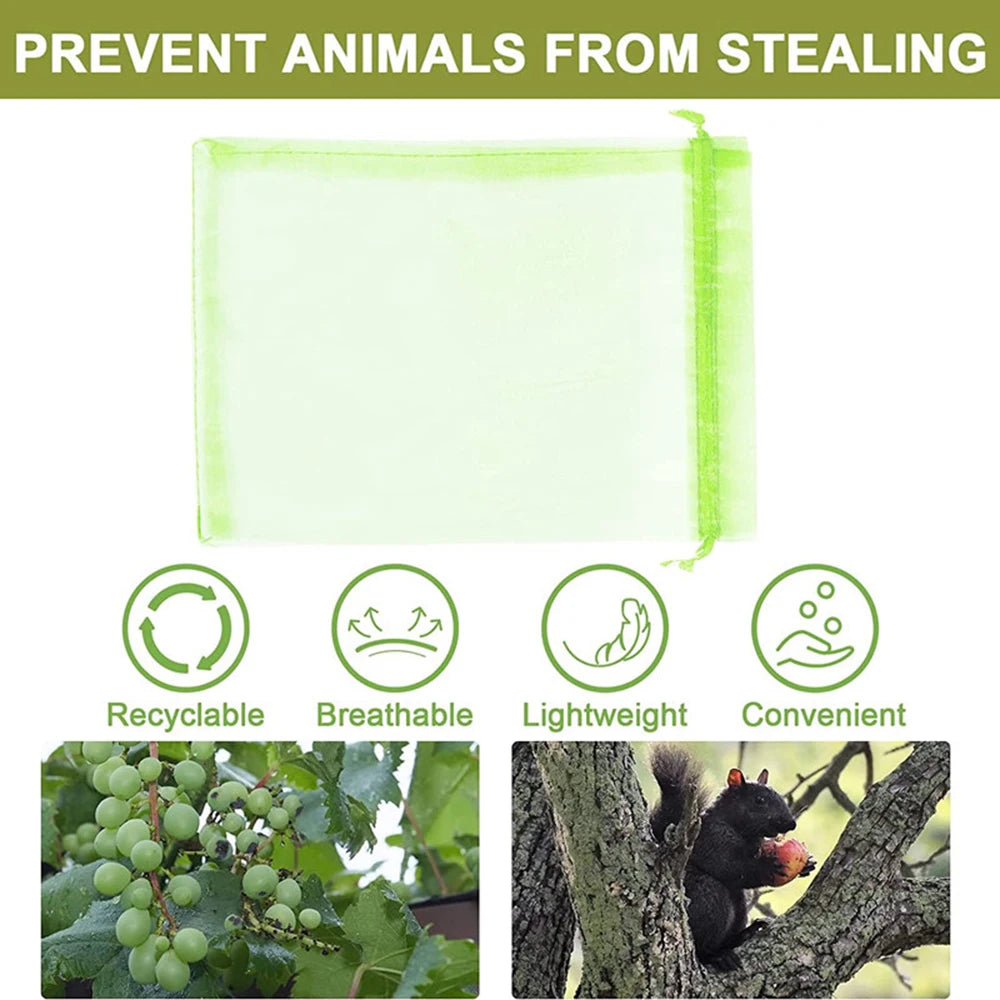 100PCS Grapes Fruit Protection Bags Garden Mesh Bags Agricultural Orchard Pest Control Anti-Bird Netting Vegetable Bags