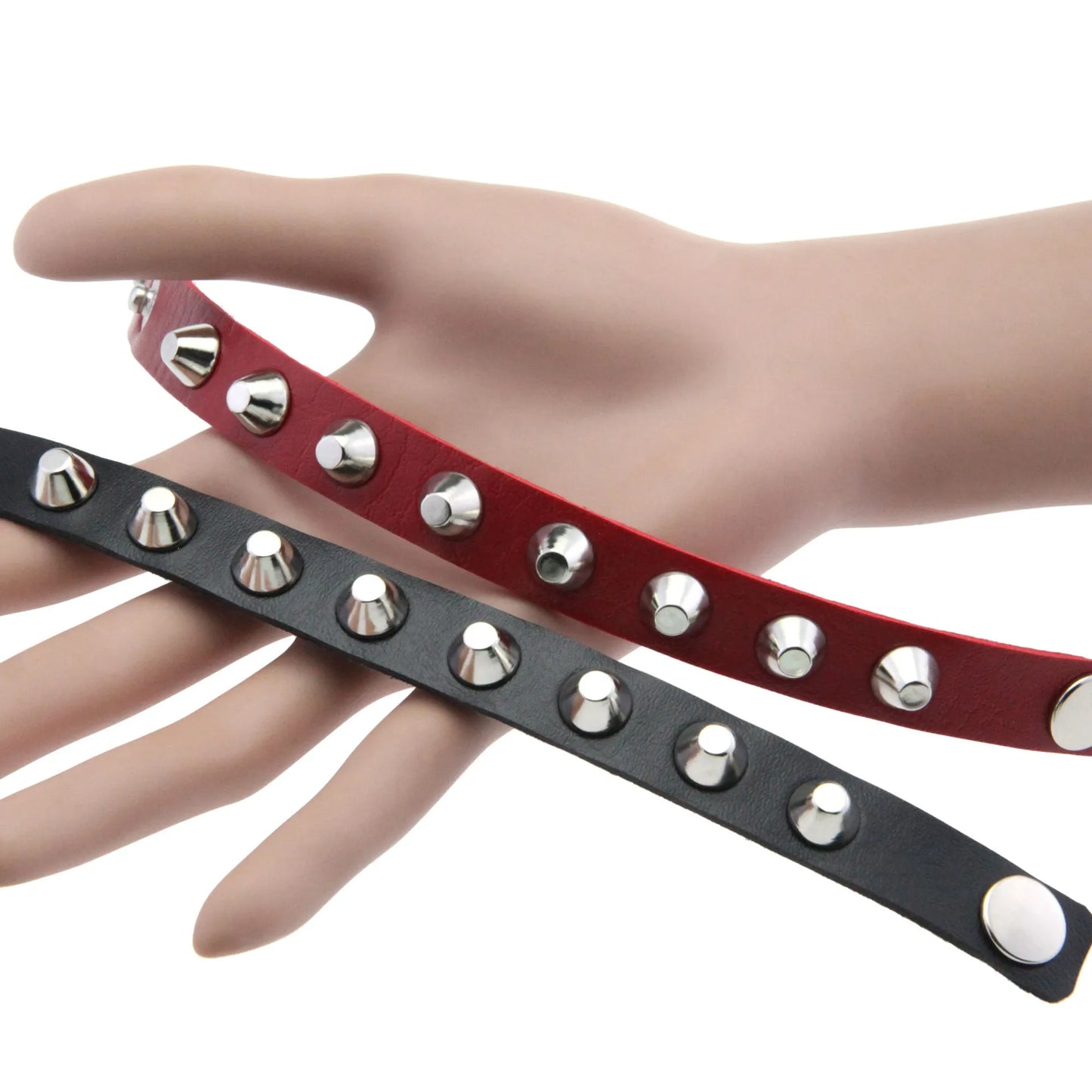 Punk Spiked Studded Black Red Leather Rivet Wristband Bracelet Cuff Wrap Bangle For Men Women Gothic Couple Jewelry Accessories