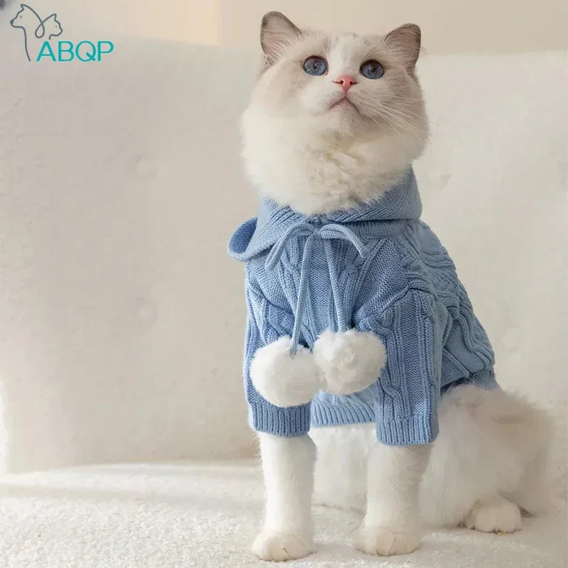 Cat Clothes Hooded Sweater Warm Winter Pet Sweater Cats Fashion Outfits Coats Soft Sweater Hoodie Pet Supplies