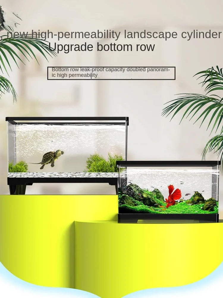 Fish Tank Ecologic Aquarium Turtle Tank Lighting Filter Amphibians Open Breeding Box Bottom Drainage Watertank Ecosystem