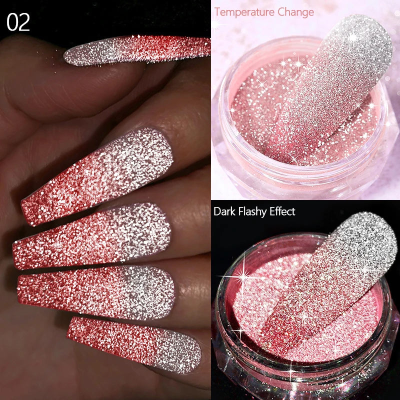 Reflective Magnetic Nail Powder Chameleon Glitter Dust Metallic Nail Art Chrome Shiny Pigment Supplies Nail Manicure Decorations