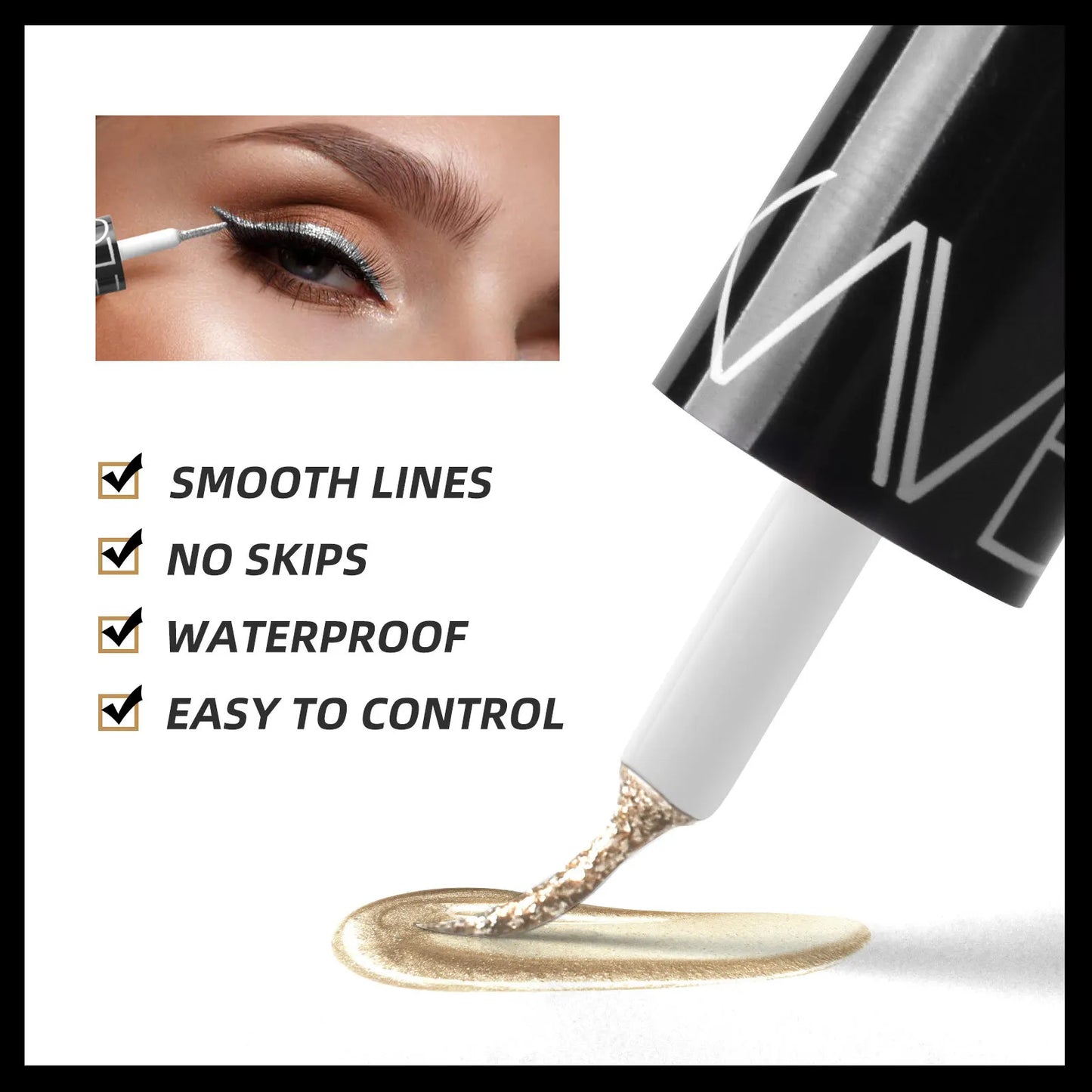 Diamond Shiny Eye Liners Eyeshadow Waterproof Silver Rose Gold Color Glitter Sequins Eyeliner Eye Shadow Makeup Beauty Cosmetics