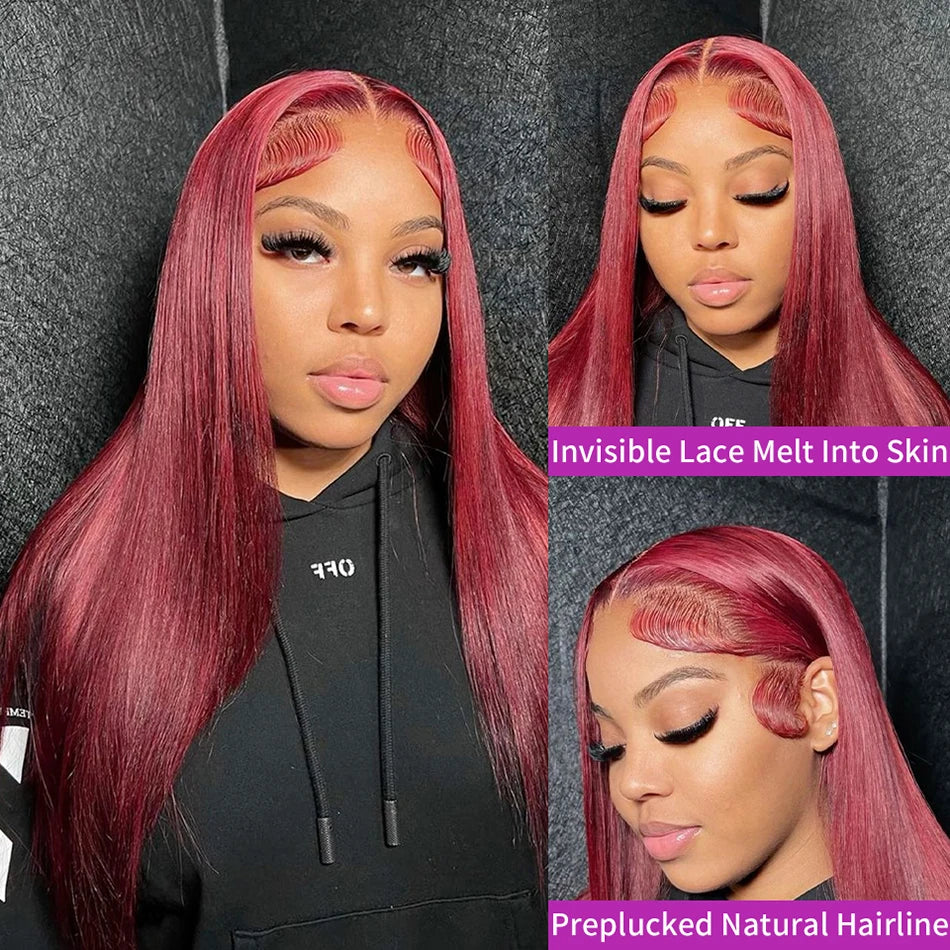 Red Wig 99J Burgundy 13X6 Hd Lace Frontal Human Hair Wig 13X4 Straight Lace Front Wigs Human Hair Red Lace Front Human Hair Wigs