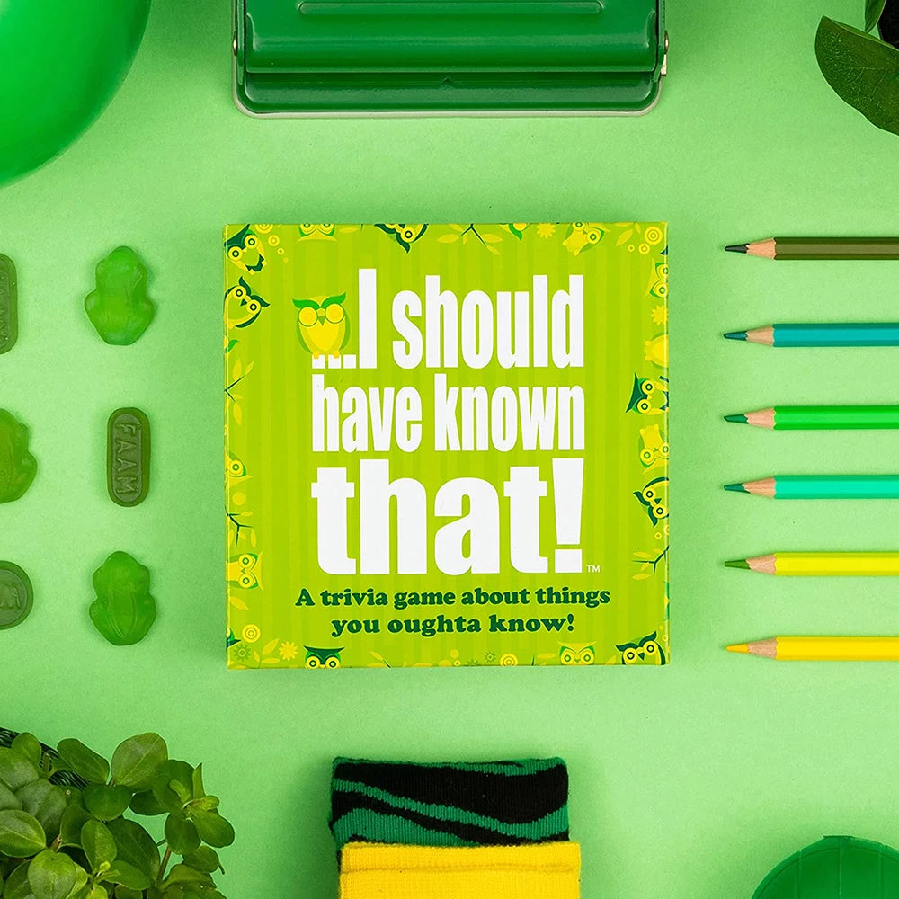 I should have known that! Card Game Green board game 110 cards with more than 400 questions about things that you should know