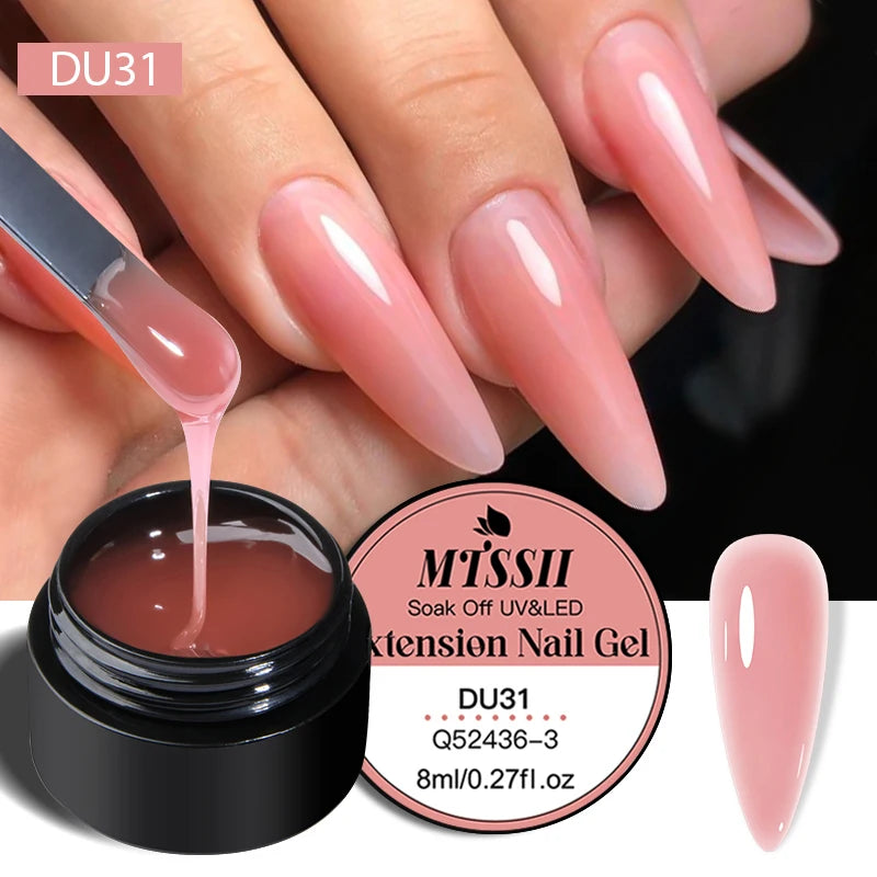 Mtssii 8ml Clear Non Stick Hand Solid Extension Nail Gel Polish 3D Carving Flower Nail Art Building UV Gel Acrylic Varnish